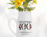 100th Birthday Gift for Women - 100 and Fabulous Small Personalised Flower Pot Vase 1925 Gift for Her Ladies Floral Design Grandma BNK100