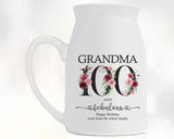 100th Birthday Gift for Women - 100 and Fabulous Small Personalised Flower Pot Vase 1925 Gift for Her Ladies Floral Design Grandma BNK100