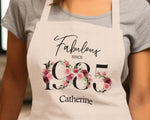 40th Birthday Gift for Her - Personalised Apron Happy Birthday 1985 40 Gift for Women - Ladies Floral Design Daughter Niece Forty BNC40AP