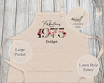 50th Birthday Gift for Women - Personalised Apron Happy Birthday Age 30 Gift for Her - Ladies Floral Design Daughter Niece Fifty BNC50AP
