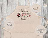 50th Birthday Gift for Women - Personalised Apron Happy Birthday Age 30 Gift for Her - Ladies Floral Design Daughter Niece Fifty BNC50AP