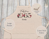 60th Birthday Gift for Women - Personalised Apron Happy Birthday 1965 60 Gift for Her - Ladies Floral Design Daughter Niece Sixty BNC60AP