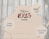100th Birthday Gift for Women - Personalised Apron Happy Birthday 1925 100 Gift for Her - Ladies Floral Design Mum Nan Nanny Hundred BNC100