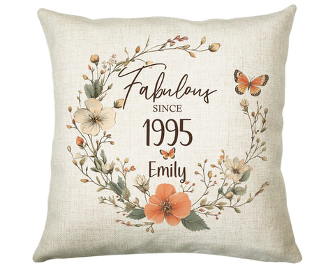 30th Birthday Gift for Her Personalised 1995 Birthday Cushion Age 30 Gift for Women - Ladies Floral Design Mum Daughter Sister Thirty BNL30C