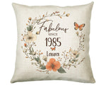 40th Birthday Gift for Women - Personalised 1985 Birthday Cushion Age 40 Gift for Her Ladies Floral Design Mum Daughter Sister Forty BNL40C