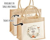 40th Birthday Gift For Women Personalised Jute Bag - Gift For Her Floral Tote Bag Gifts - Forty 40 Fabulous Since 1985 Shopping Bag BNL40T