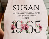 60th Birthday Gift for Women - Personalised Apron Happy Birthday 1965 60 Gift for Her - Ladies Floral Design Daughter Niece Sixty BND60AP