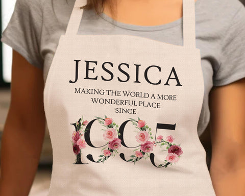 30th Birthday Gift for Women - Personalised Apron Wonderful Sincey 1995 30 Gift for Her - Ladies Floral Design Daughter Niece Thirty BNC30AP