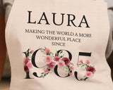 40th Birthday Gift for Women - Personalised Apron Wonderful Since 1985 40 Gift for Her - Ladies Floral Design Daughter Mum Forty BNC40AP