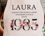 40th Birthday Gift for Women - Personalised Apron Wonderful Since 1985 40 Gift for Her - Ladies Floral Design Daughter Mum Forty BNC40AP
