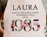 40th Birthday Gift for Women - Personalised Apron Wonderful Since 1985 40 Gift for Her - Ladies Floral Design Daughter Mum Forty BNC40AP