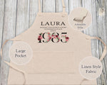 40th Birthday Gift for Women - Personalised Apron Wonderful Since 1985 40 Gift for Her - Ladies Floral Design Daughter Mum Forty BNC40AP