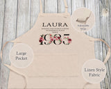 40th Birthday Gift for Women - Personalised Apron Wonderful Since 1985 40 Gift for Her - Ladies Floral Design Daughter Mum Forty BNC40AP