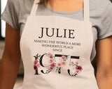 50th Birthday Gift for Women - Personalised Apron Wonderful Sincey 1975 50 Gift for Her - Ladies Floral Design Daughter Mum Fifty BNC50AP