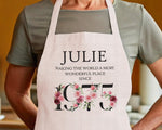 50th Birthday Gift for Women - Personalised Apron Wonderful Sincey 1975 50 Gift for Her - Ladies Floral Design Daughter Mum Fifty BNC50AP