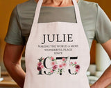 50th Birthday Gift for Women - Personalised Apron Wonderful Sincey 1975 50 Gift for Her - Ladies Floral Design Daughter Mum Fifty BNC50AP