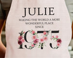 50th Birthday Gift for Women - Personalised Apron Wonderful Sincey 1975 50 Gift for Her - Ladies Floral Design Daughter Mum Fifty BNC50AP