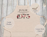50th Birthday Gift for Women - Personalised Apron Wonderful Sincey 1975 50 Gift for Her - Ladies Floral Design Daughter Mum Fifty BNC50AP