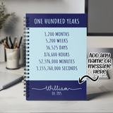 100th Birthday Gift for Men - Personalised Birthday Notebook 1925 Gift for Him Year Month Week Design Notepad Dad Grandad One Hundred BNE100