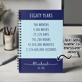 80th Birthday Gift for Men - Personalised Birthday Notebook 1945 Gift for Him Year Month Week Design Notepad Dad Grandad Eighty 80th BNE80