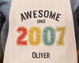 Personalised Apron for Mens 18th Birthday Gift for Him - Awesome Since 2007 18 Man Gift - Retro Year Design Son Brother Dad Eighteen BNG18