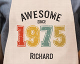 Personalised Apron for Mens 50th Birthday Gift for Him - Awesome Since 1975 50 Man Gift - Retro Year Design Son Brother Dad Fifty BNG50