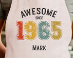Personalised Apron for Mens 60th Birthday Gift for Him - Awesome Since 1965 60 Man Gift - Retro Year Design Son Brother Dad Sixty BNG60