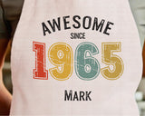 Personalised Apron for Mens 60th Birthday Gift for Him - Awesome Since 1965 60 Man Gift - Retro Year Design Son Brother Dad Sixty BNG60