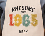 Personalised Apron for Mens 60th Birthday Gift for Him - Awesome Since 1965 60 Man Gift - Retro Year Design Son Brother Dad Sixty BNG60