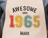 Personalised Apron for Mens 60th Birthday Gift for Him - Awesome Since 1965 60 Man Gift - Retro Year Design Son Brother Dad Sixty BNG60