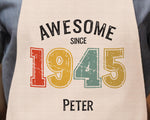 Personalised Apron for Mens 80th Birthday Gift for Him - Awesome Since 1945 80 Man Gift Retro Year Design Brother Dad Grandad Eighty BNG80