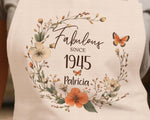 80th Birthday Gift for Women - Personalised Apron Fabulous Since 1945 Gift for Her - Ladies Floral Butterfly Design Mum Nan Eighty BNL80