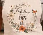 60th Birthday Gift for Women - Personalised Apron Fabulous Since 1965 Gift for Her - Ladies Floral Butterfly Design Mum Nan Sixty BNL60