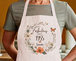70th Birthday Gift for Women - Personalised Apron Fabulous Since 1955 Gift for Her - Ladies Floral Butterfly Design Mum Nan Seventy BNL70