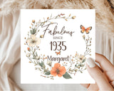 90th Birthday Card for Her - Fabulous Since 1935 Personalised With Name Age 90 Greetings Card for Women Ladies Daughter Mum Nan Wife BNL90