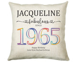 60th Birthday Gift for Women - Personalised 1965 Birthday Cushion Age 60 Gift for Her - Ladies Floral Age Design Mum Nan Gran Sixty BNN60C