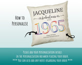60th Birthday Gift for Women - Personalised 1965 Birthday Cushion Age 60 Gift for Her - Ladies Floral Age Design Mum Nan Gran Sixty BNN60C