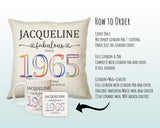 60th Birthday Gift for Women - Personalised 1965 Birthday Cushion Age 60 Gift for Her - Ladies Floral Age Design Mum Nan Gran Sixty BNN60C