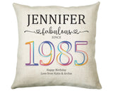 40th Birthday Gift for Women - Personalised 1985 Birthday Cushion Age 40 Gift for Her Ladies Floral Design Mum Daughter Sister Forty BNN40C