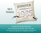 40th Birthday Gift for Women - Personalised 1985 Birthday Cushion Age 40 Gift for Her Ladies Floral Design Mum Daughter Sister Forty BNN40C