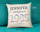 40th Birthday Gift for Women - Personalised 1985 Birthday Cushion Age 40 Gift for Her Ladies Floral Design Mum Daughter Sister Forty BNN40C