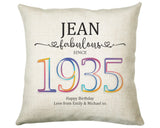 90th Birthday Gift for Women - Personalised 1935 Birthday Cushion Age 90 Gift for Her - Ladies Floral Age Design Mum Nan Gran Ninety BNN90C