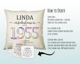 70th Birthday Gift for Women - Personalised 1955 Birthday Cushion Age 70 Gift for Her - Ladies Floral Design Mum Nan Gran Seventy BNN70C