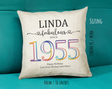 70th Birthday Gift for Women - Personalised 1955 Birthday Cushion Age 70 Gift for Her - Ladies Floral Design Mum Nan Gran Seventy BNN70C