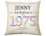 50th Birthday Gift for Women - Personalised 1975 Birthday Cushion Age 50 Gift for Her - Ladies Floral Design Mum Nan Sister Fifty BNN50C