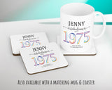 50th Birthday Gift for Women - Personalised 1975 Birthday Cushion Age 50 Gift for Her - Ladies Floral Design Mum Nan Sister Fifty BNN50C