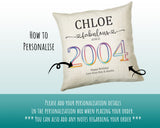 21st Birthday Gift for Women - Personalised 2004 Birthday Cushion Age 21 Gift for Her Lady Floral Design Daughter Sister Twenty One BNN21C