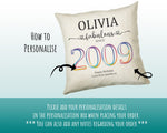 16th Birthday Gift for Women - Personalised 2009 Birthday Cushion Age 19 Gift for Her Ladies Floral Design Daughter Sister Sixteen BNN16C