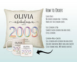 16th Birthday Gift for Women - Personalised 2009 Birthday Cushion Age 19 Gift for Her Ladies Floral Design Daughter Sister Sixteen BNN16C