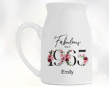 60th Birthday Gift for Women - Fabulous Since 1965 Small Personalised Flower Pot Vase 60 Gift for Her Ladies Floral Design Mum Nan BNC60